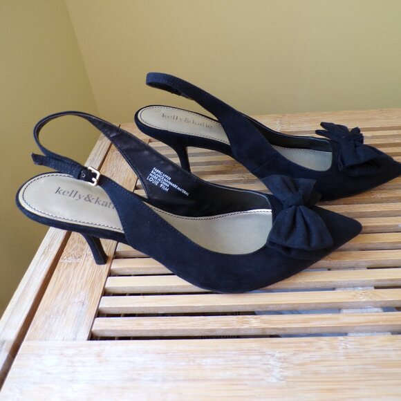 Kelly & Katie Black Bow Pointed Toe Heels / Pumps Womens Size 9.5M - Picture 4 of 10